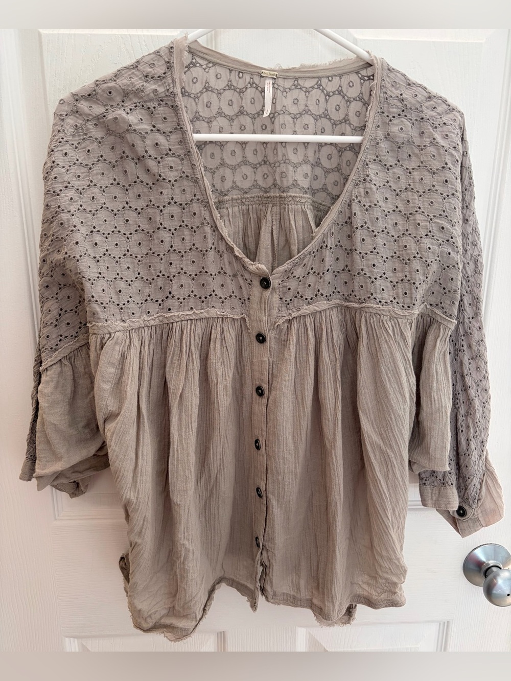 Free People Tan Button Up Blouse, Womenās Size Small